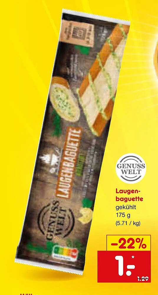Laugenbaguette gekühlt 175 g (5.71 / kg)