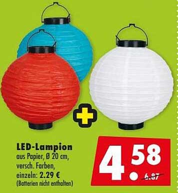 LED-Lampion aus Papier, Ø 20 cm, versch. Farben, einzeln