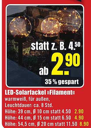 LED-Solarfackel »Filamentu« warmweiß, für außen, Leuchtdauer: ca. 8 Std.