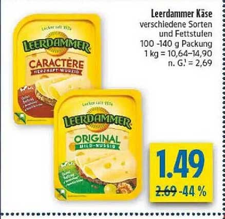 Leerdammer Käse verschiedene Sorten und Fettstufen