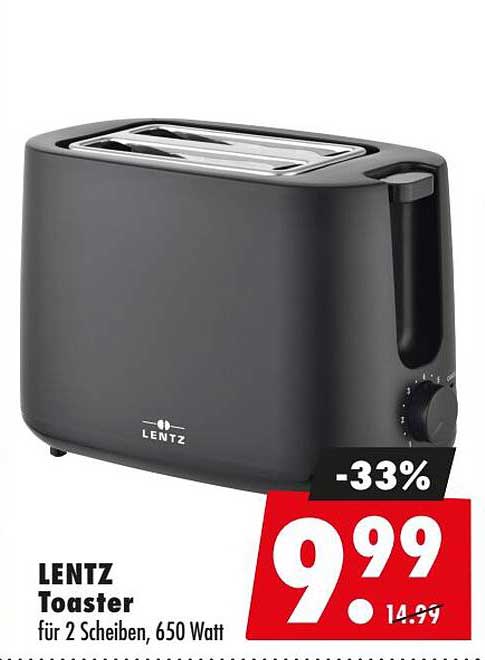 LENTZ Toaster für 2 Scheiben, 650 Watt