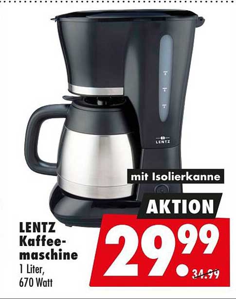 LENZ Kaffee-maschine 1 Liter, 670 Watt mit Isolierkanne AKTION