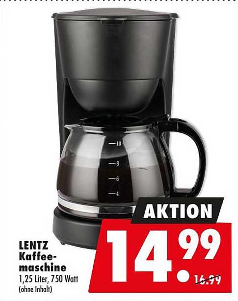 LENZT Kaffeemaschine 1,25 Liter, 750 Watt (ohne Inhalt)