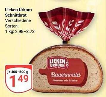 Lieken Urkorn Schnittbrot Verschiedene Sorten, 1 kg: 2.98–3.73