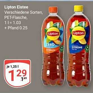 Lipton Eistee Verschiedene Sorten, PET-Flasche, 1 l = 1.03 + Pfand 0.25