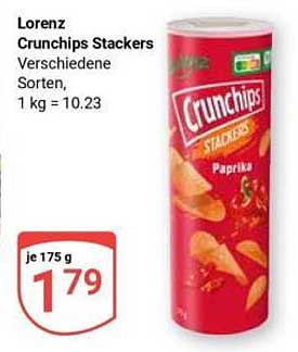 Lorenz Crunchips Stackers Verschiedene Sorten, 1 kg = 10.23