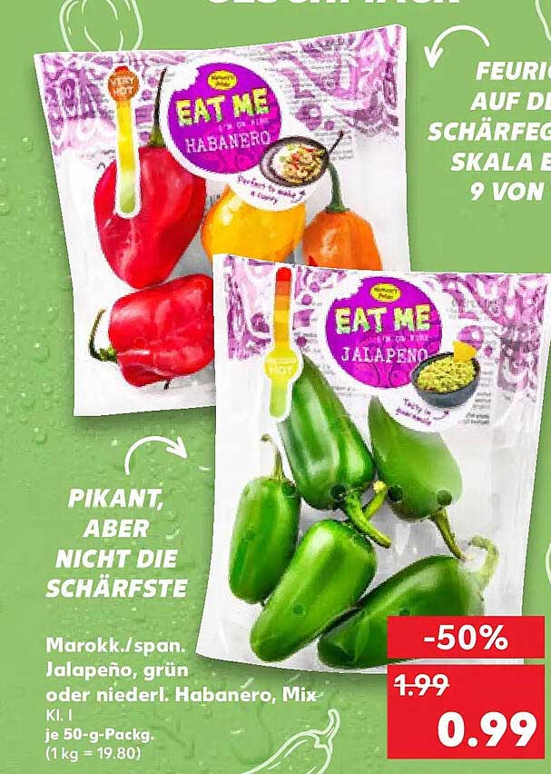 Marokk./span. Jalapeño, grün oder niederl. Habanero, Mix