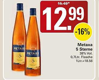 Metaxa 5 Sterne 38% Vol. 0,7 ltr. Flasche