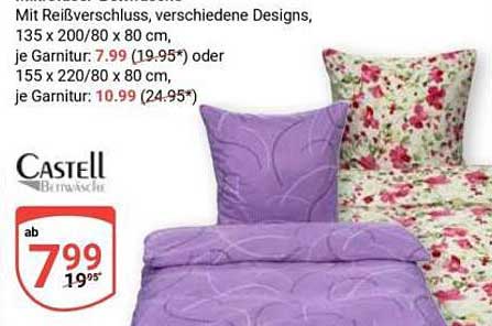 Mit Reißverschluss, verschiedene Designs, 135 x 200/80 x 80 cm, je Garnitur: 7.99 (19.95*) oder 155 x 220/80 x 80 cm, je Garnitur: 10.99 (24.95*)