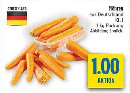 Möhren aus Deutschland Kl. I 1 kg Packung