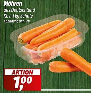 Möhren aus Deutschland Kl. I, 1 kg Schale Abbildung ähnlich.