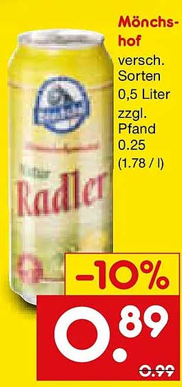 Mönchs-hof versch. Sorten 0,5 Liter zzgl. Pfand 0.25 (1.78 / l)