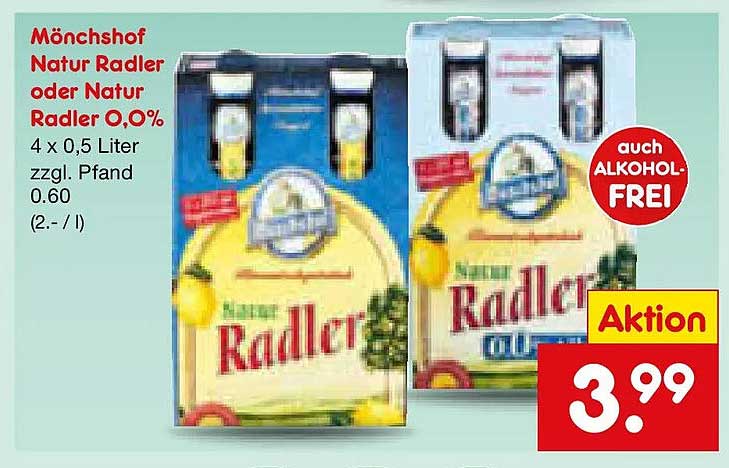 Mönchshof Natur Radler oder Natur Radler 0,0%