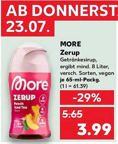 MORE Zerup Getränkesirup, ergibt mind. 8 Liter, versch. Sorten, vegan je 65-ml-Packg. (1 l = 61.39)
