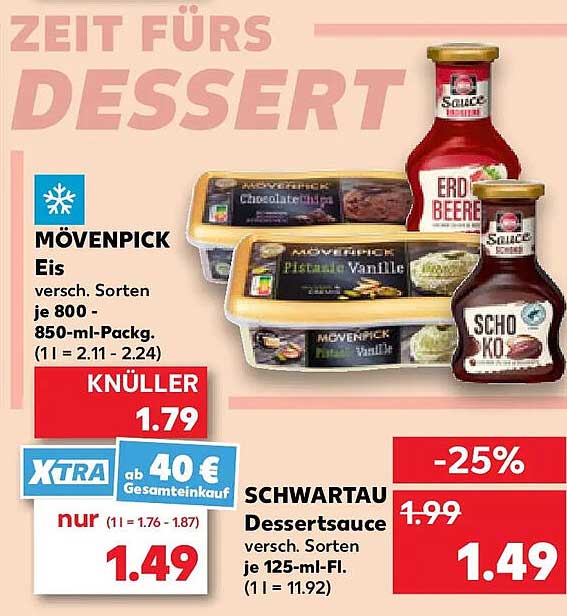 MÖVENPICK Eis versch. Sorten je 800 - 850-ml-Packg. (1 l = 2.11 - 2.24)