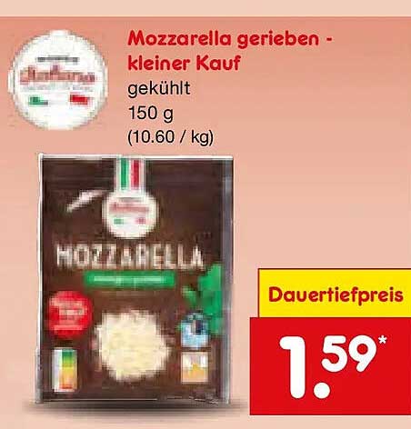 Mozzarella gerieben - kleiner Kauf