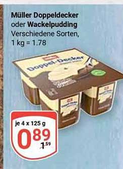 Müller Doppeldecker oder Wackelpudding Verschiedene Sorten, 1 kg = 1.78