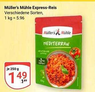 Müller’s Mühle Express-Reis Verschiedene Sorten, 1 kg = 5.96