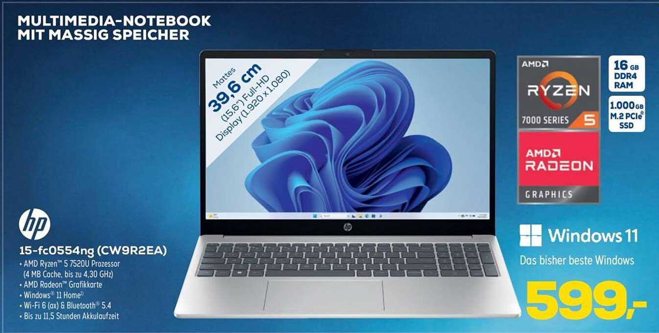 MULTIMEDIA-NOTEBOOK MIT MASSIG SPEICHER