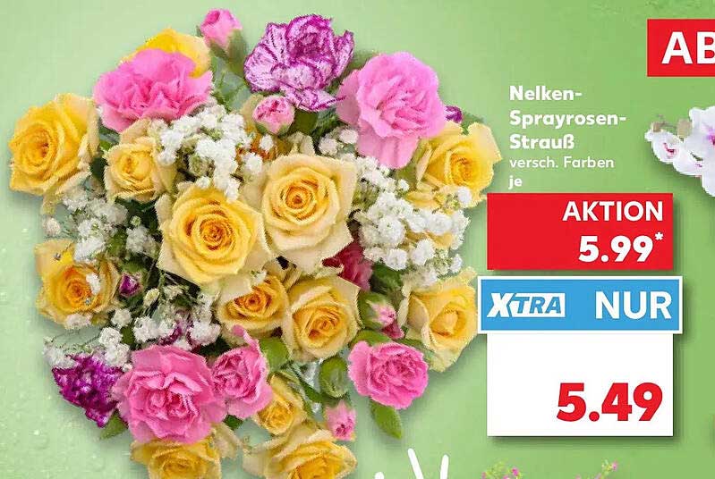 Nelken-Sprayrosen-Strauß versch. Farben je