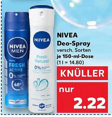NIVEA Deo-Spray versch. Sorten je 150-ml-Dose (1 l = 14.80)