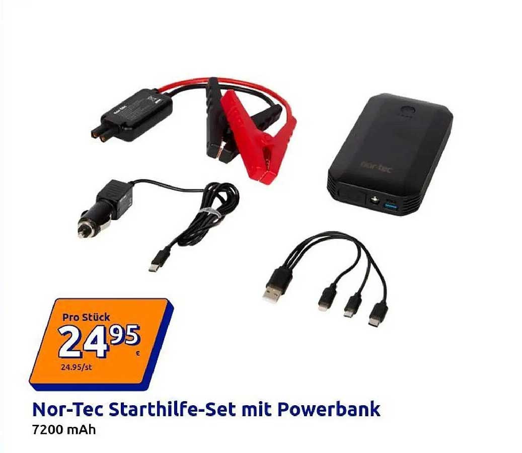 Nor-Tec Starthilfe-Set mit Powerbank 7200 mAh