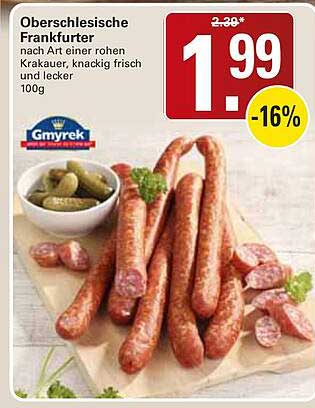 Oberschlesische Frankfurter nach Art einer rohen Krakauer, knackig frisch und lecker 100g
