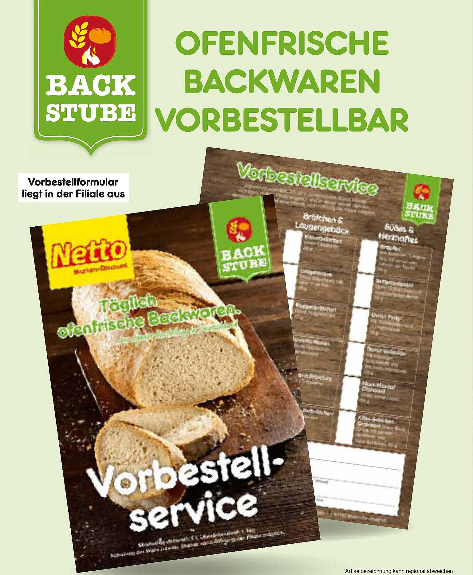 OFENFRISCHE BACKWAREN VORBESTELLBAR