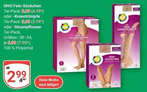 OHO Fein-Söckchen 7er-Pack, Kniestrümpfe 7er-Pack oder Strumpfhosen 7er-Pack, Größen: 38–54, je 100 % Polyamid