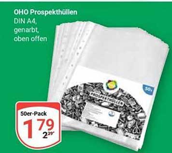 OHO Prospekthüllen DIN A4, genarbt, oben offen