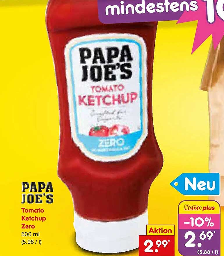 PAPA JOE'S Tomato Ketchup Zero 500 ml