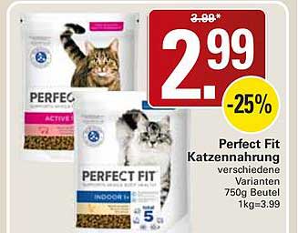 Perfect Fit Katzennahrung verschiedene Varianten 750g Beutel 1kg=3.99