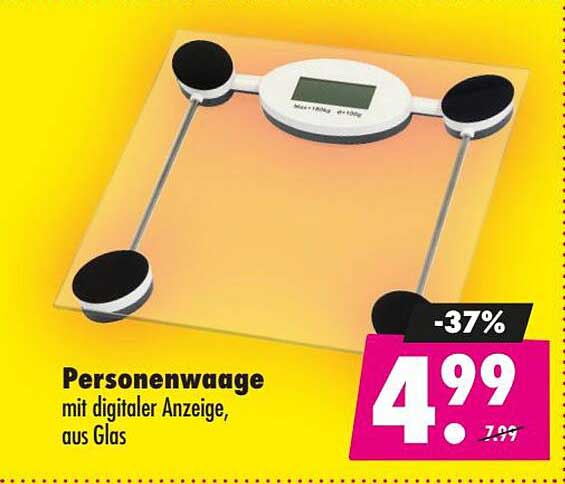 Personenwaage mit digitaler Anzeige, aus Glas