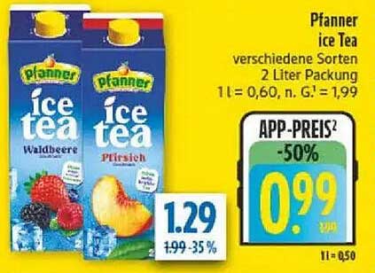 Pfanner ice Tea verschiedene Sorten 2 Liter Packung