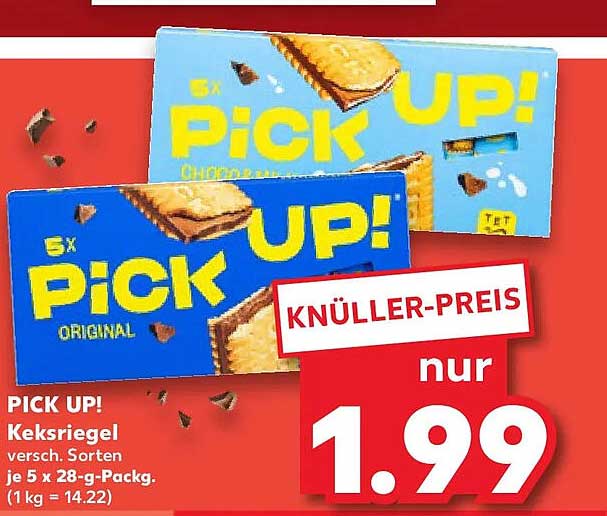 PICK UP! Keksriegel versch. Sorten je 5 x 28-g-Packg. (1 kg = 14.22)