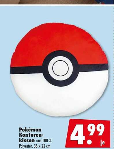 Pokémon Konturenkissen aus 100 % Polyester, 36 x 22 cm