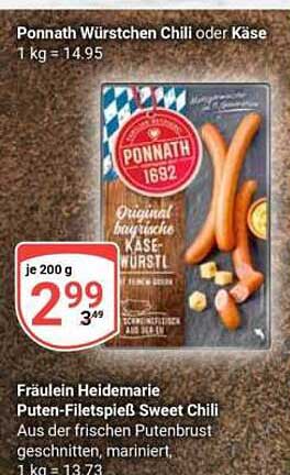 Ponnath Würstchen Chili oder Käse