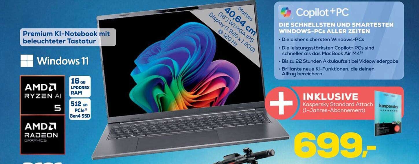 Premium KI-Notebook mit beleuchteter Tastatur