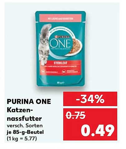 PURINA ONE Katzen-nassfutter versch. Sorten je 85-g-Beutel (1 kg = 5.77)