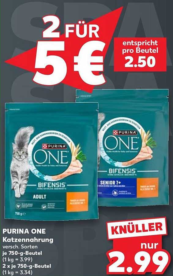 PURINA ONE Katzennahrung versch. Sorten je 750-g-Beutel