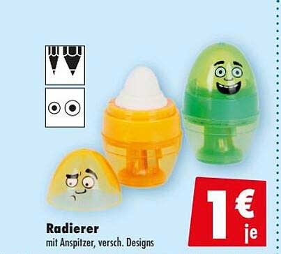 Radierer mit Anspitzer, versch. Designs