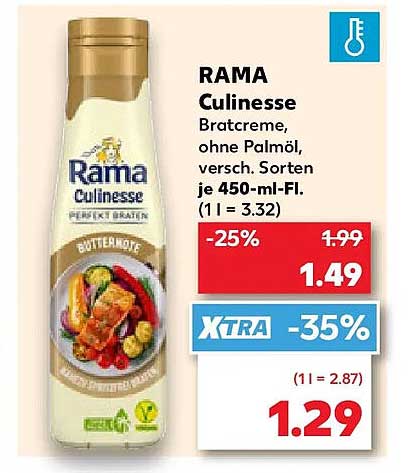 RAMA Culinese Bratcreme, ohne Palmöl, versch. Sorten je 460-ml-Fl. (1 l = 3.32)