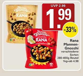 Rana Pfannen-Gnocchi verschiedene Sorten 280-400g Beutel 1kg=ab 4.98