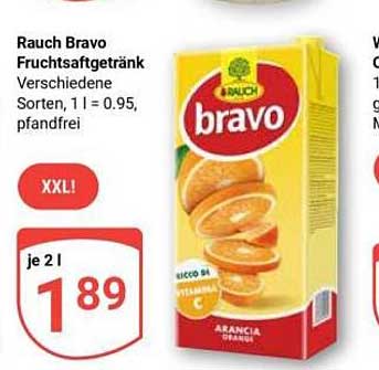 Rauch Bravo Fruchtsaftgetränk Verschiedene Sorten, 1 l = 0,95, pfandfrei