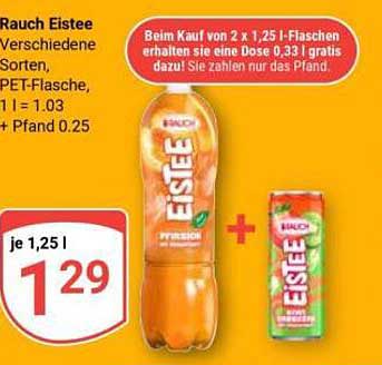 Rauch Eistee Verschiedene Sorten, PET-Flasche, 1 l = 1.03 + Pfand 0.25