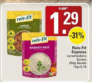 Reis-Fit Express verschiedene Sorten 250g Beutel