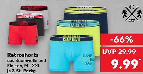 Retroshorts aus Baumwolle und Elastan, M - XXL je 3-St.-Packg.