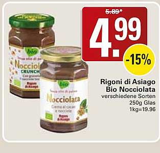 Rigoni di Asiago Bio Nocciolata verschiedene Sorten 250g Glas 1kg=19.96