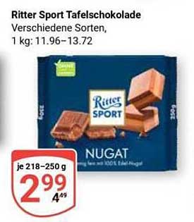 Ritter Sport Tafelschokolade Verschiedene Sorten, 1 kg: 11.96-13.72