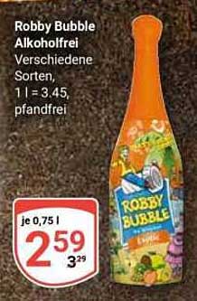 Robby Bubble Alkoholfrei Verschiedene Sorten, 1 l = 3.45, pfandfrei